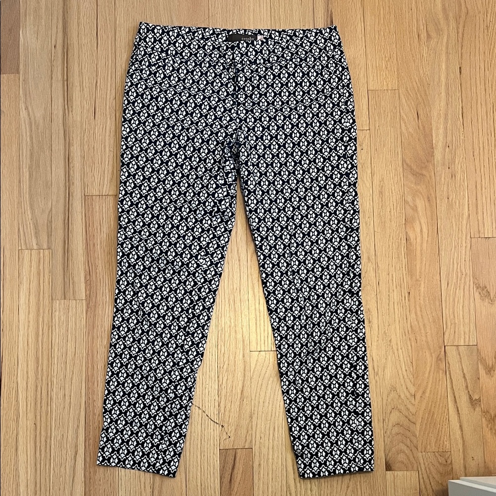 crosby. Black & White Patterned Cropped Pants